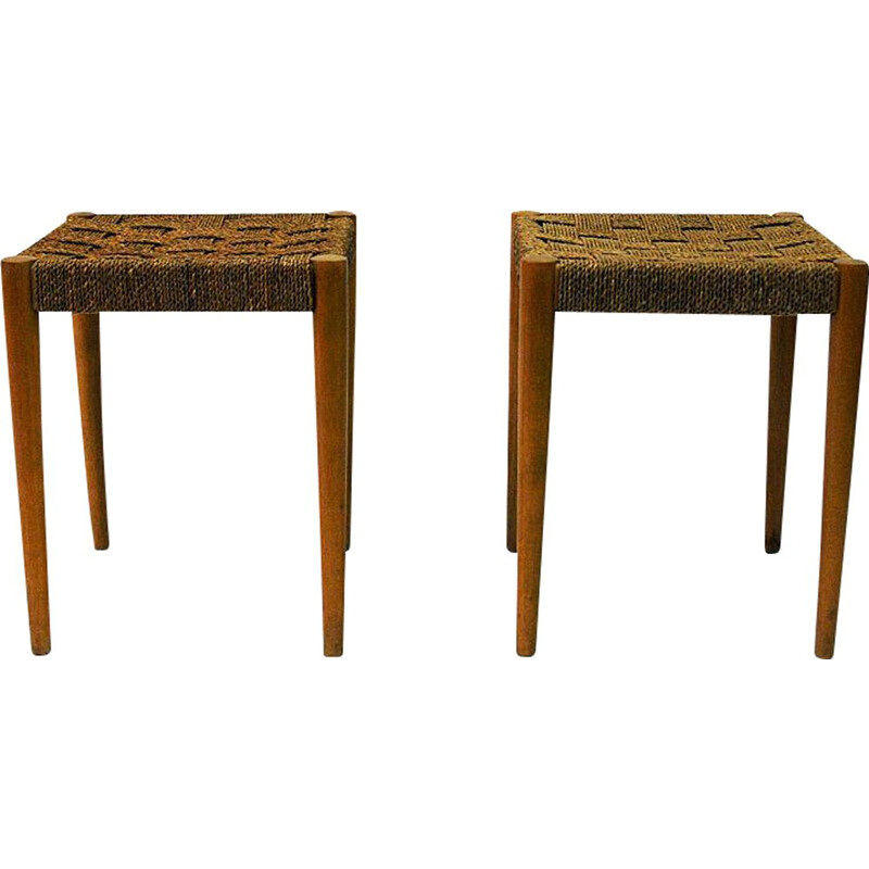 Pair of vintage beech stools Gefa by DIÖ Gemla Fabrikers Swedish 1940s