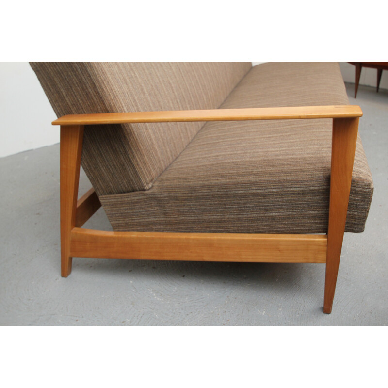 3-seater convertible sofa in brown fabric - 1960s