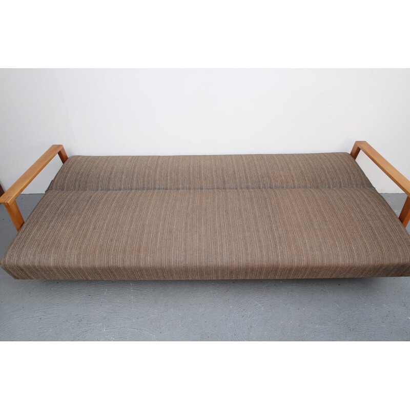 3-seater convertible sofa in brown fabric - 1960s