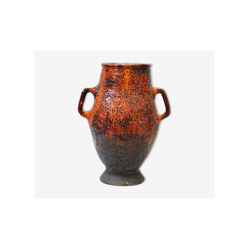 Vintage Ceramic brutalist vase by P. Lemahieu Mid 20th Century