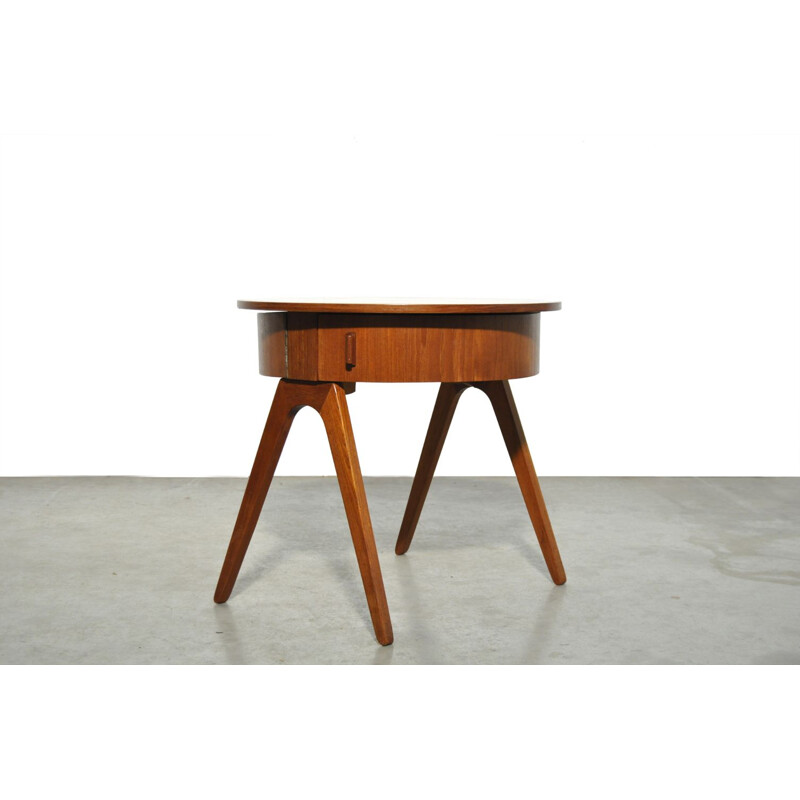 Vintage Round teak sidetable Danish  1950s