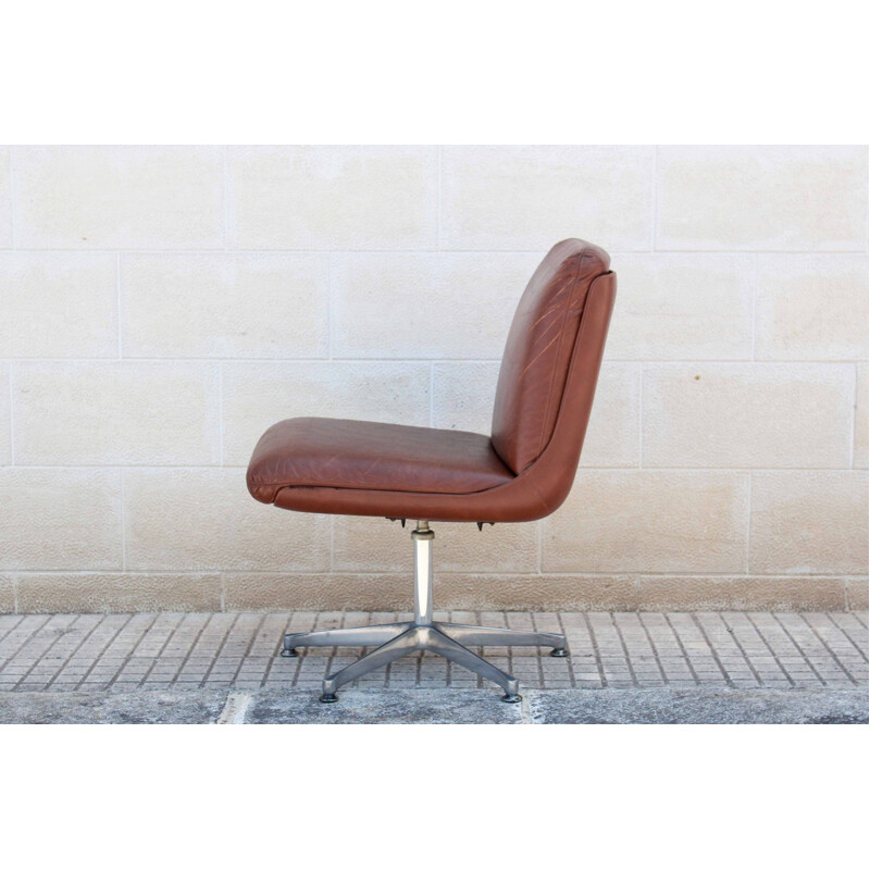 Vintage Brown Leather Armchair 1960s