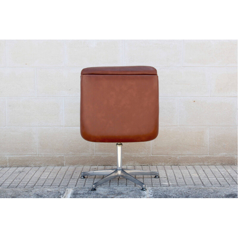 Bruine lederen fauteuil 1960