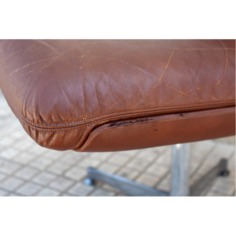 Vintage Brown Leather Armchair 1960s