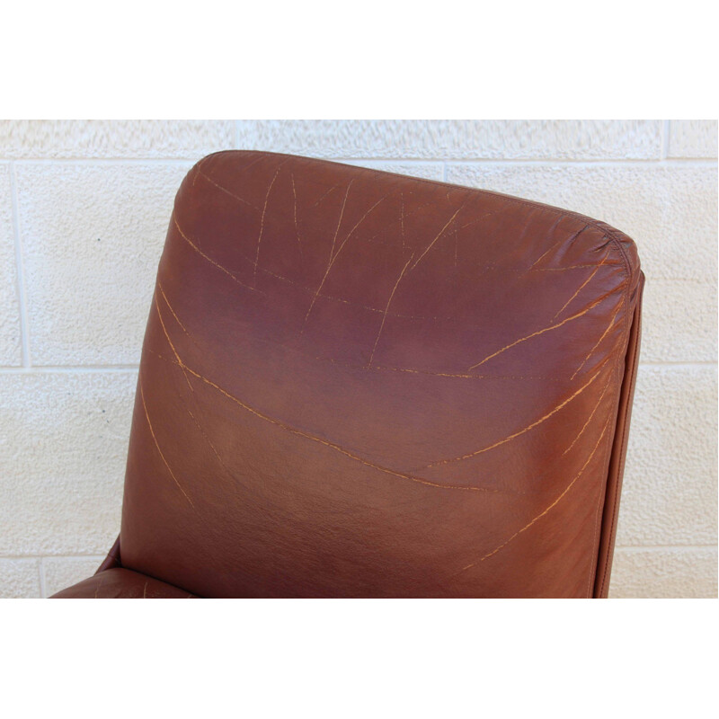 Sillón de cuero marrón 1960