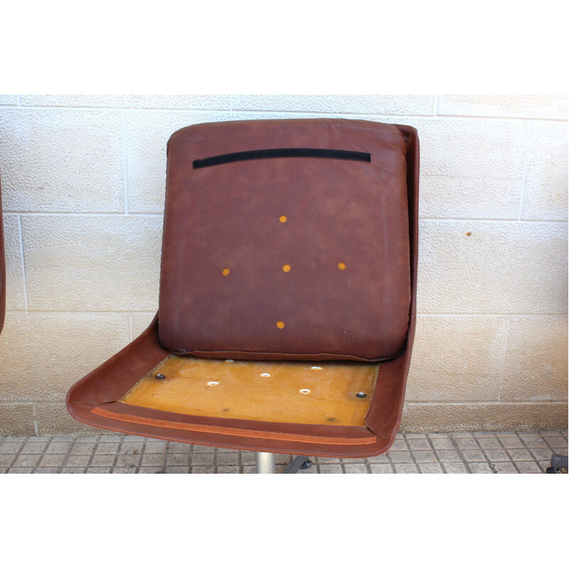 Vintage Brown Leather Armchair 1960s