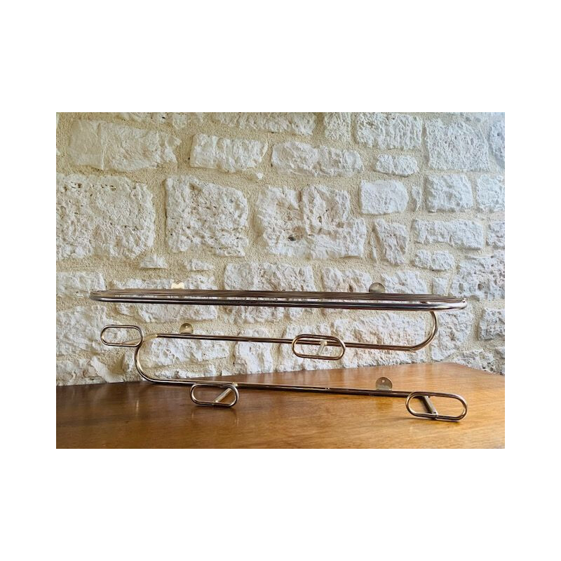 Mid-Century Coat Rack with 4 Hooks and Shelf 1960s