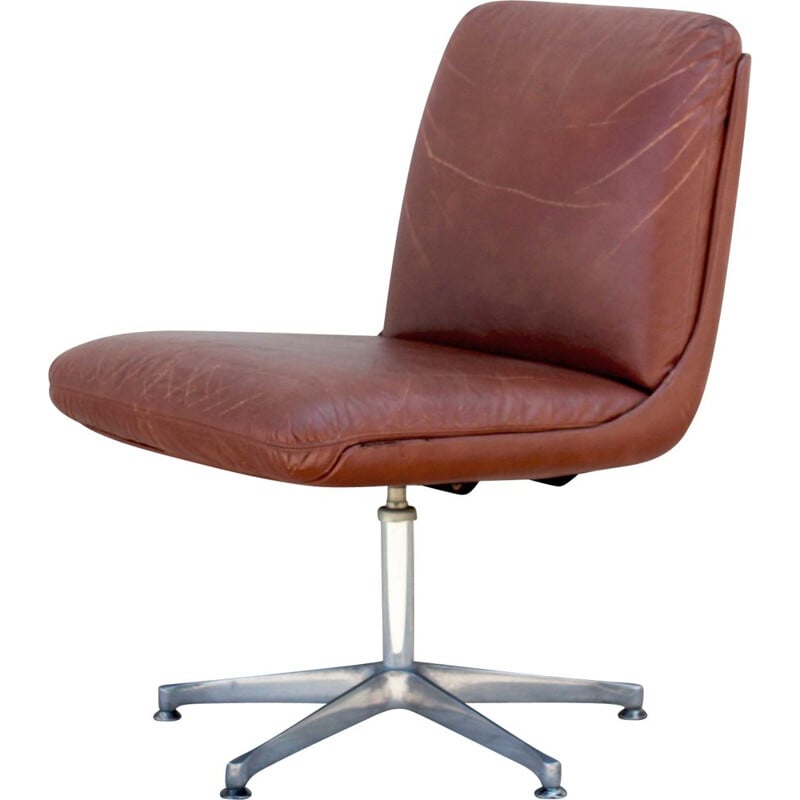 fauteuil vintage en cuir - brun