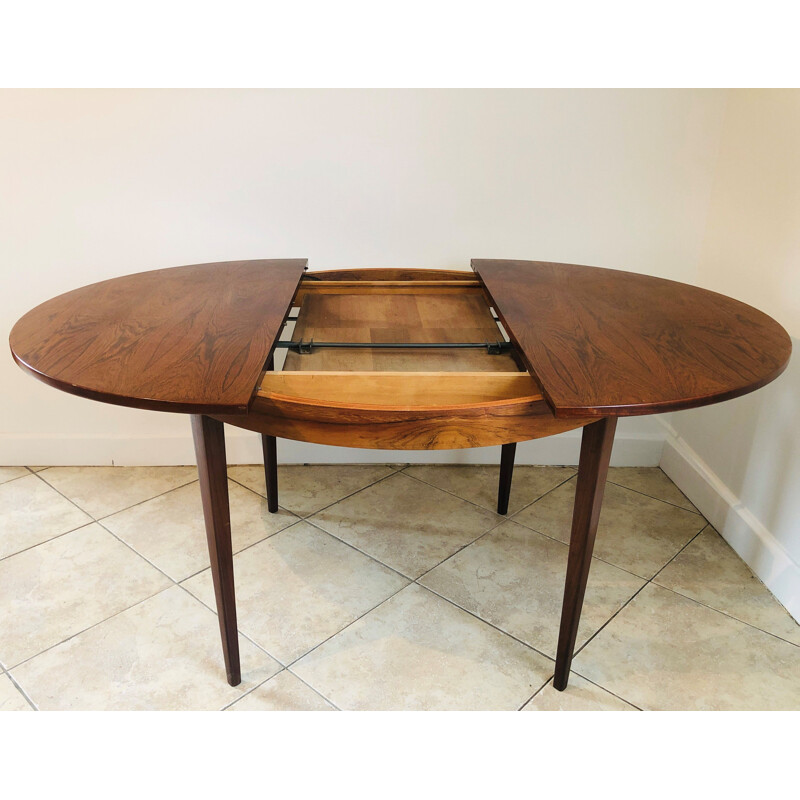 Vintage rosewood extensible dining table butterfly extension 1960