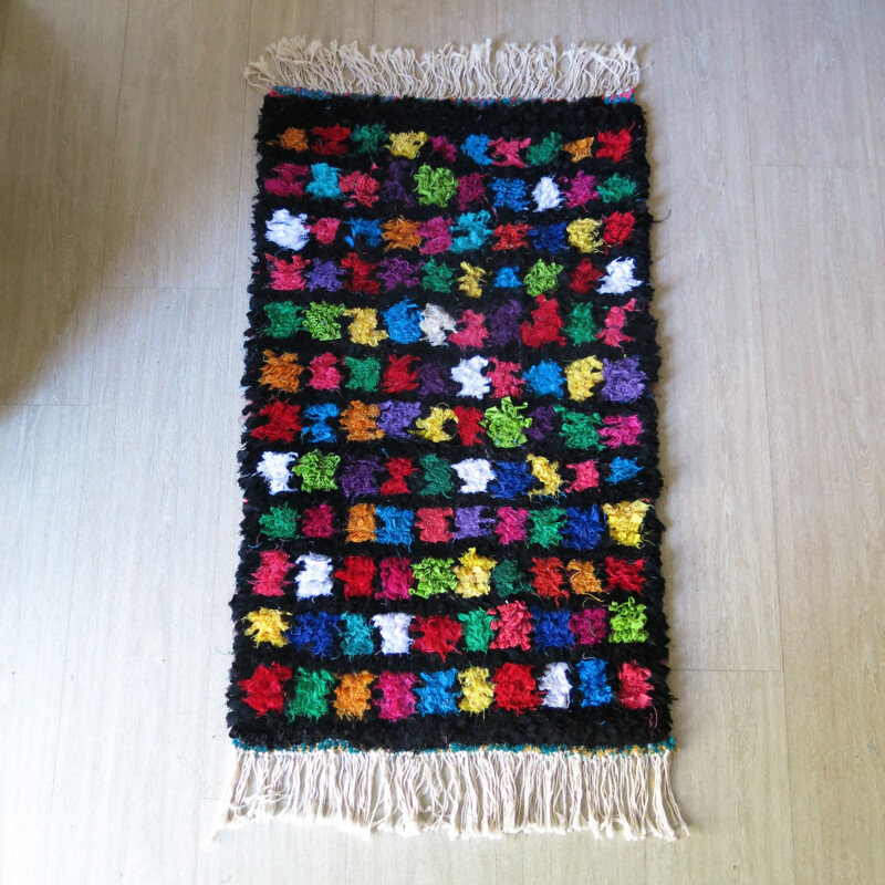 Small Multicolored Boucherouite Moroccan Rug - 2000