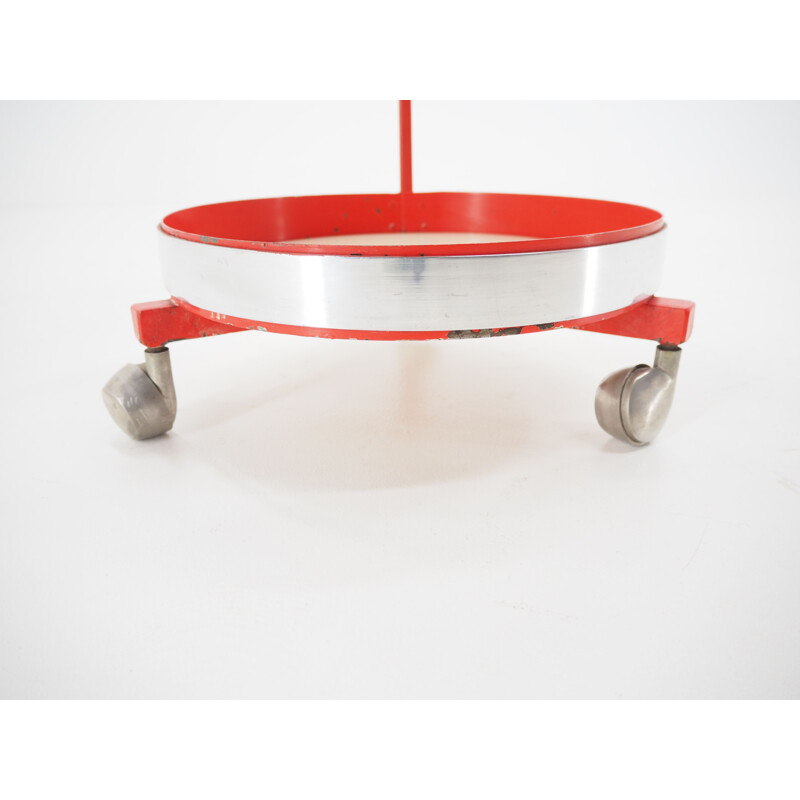 Midcentury Bar Cart  Trolley with Opaxite Glass, Czechoslovakia, 1960s