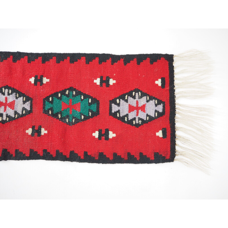 Vintage omkeerbaar wollen tapijt Kelim, 1960