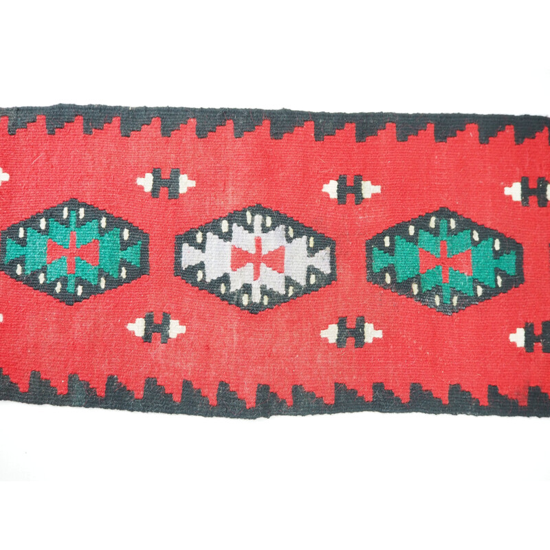 Vintage omkeerbaar wollen tapijt Kelim, 1960