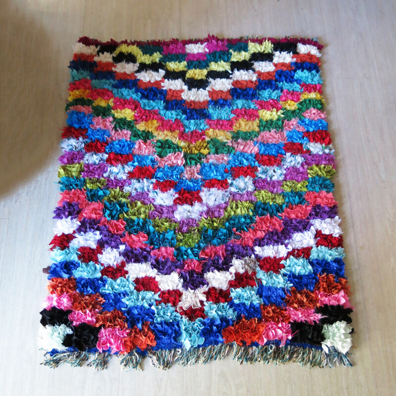 Multicolored Boucherouite Moroccan rug - 2000s