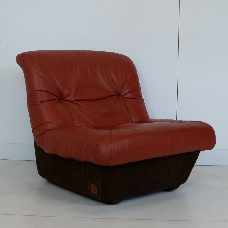 Groupe de sièges en cuir rouge Vintage Lev&Lev