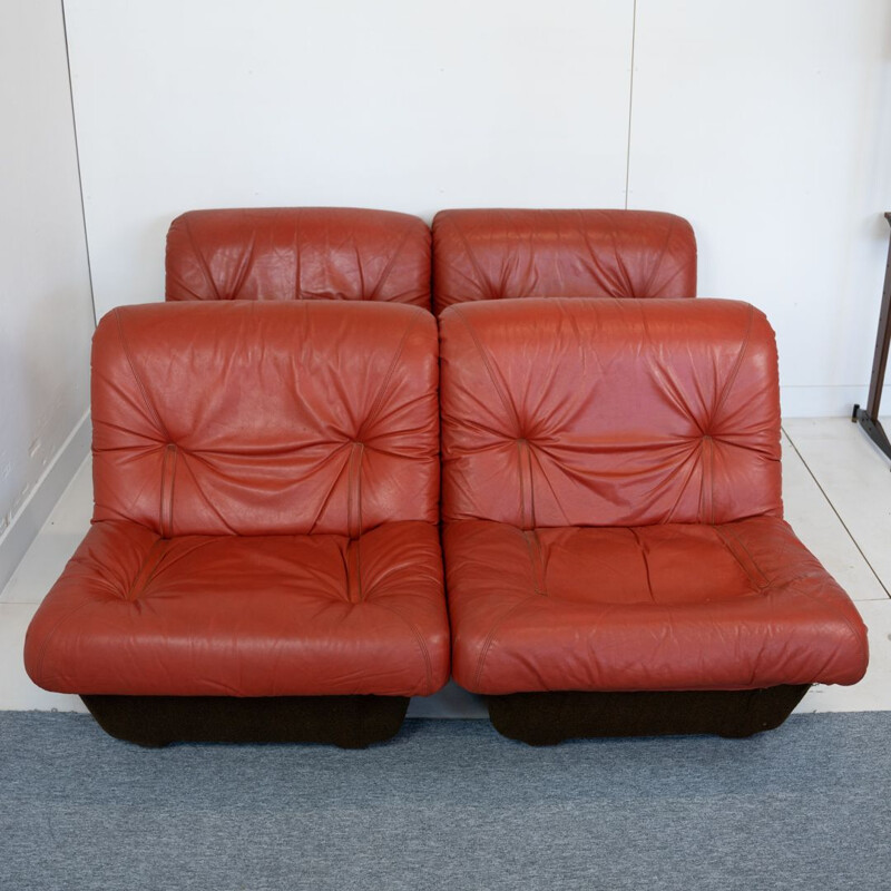 Vintage Lev&Lev red leather seating group