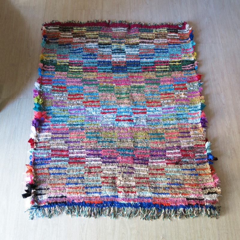 Multicolored Boucherouite Moroccan rug - 2000s