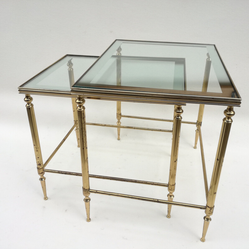 Vintage brass nesting tables