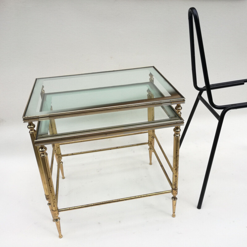 Vintage brass nesting tables