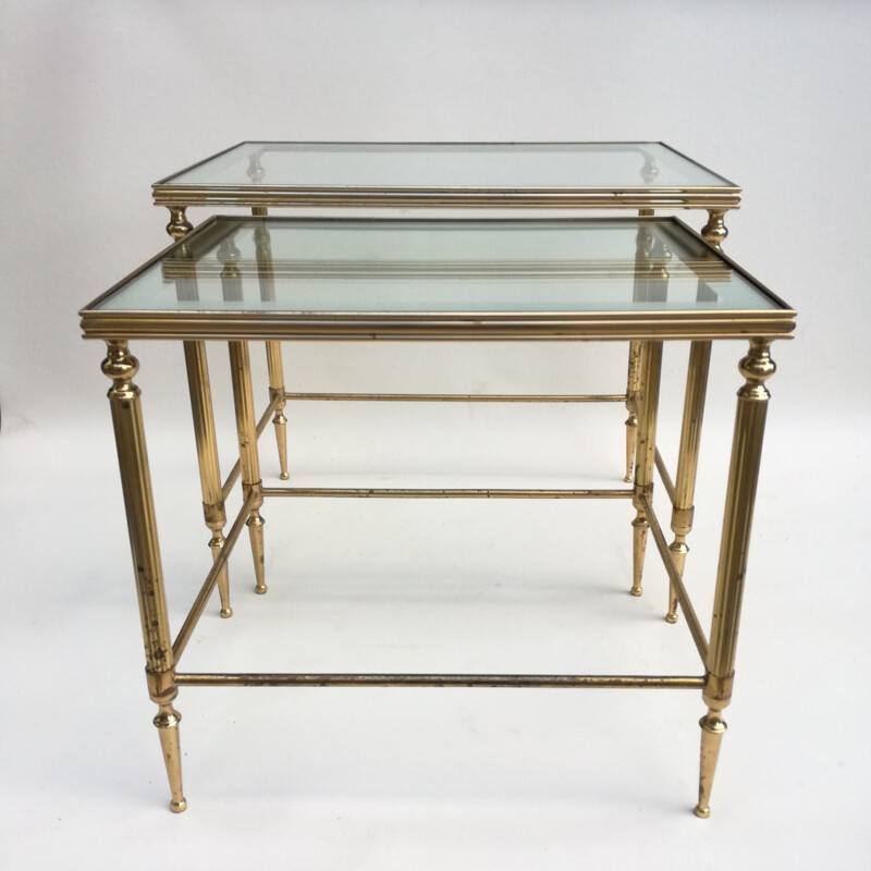 Vintage brass nesting tables