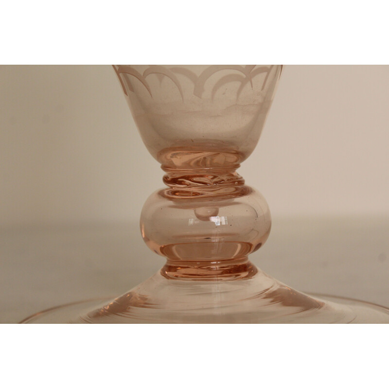 Vase Vintage Art Déco en verre de Murano soufflé et gravé 