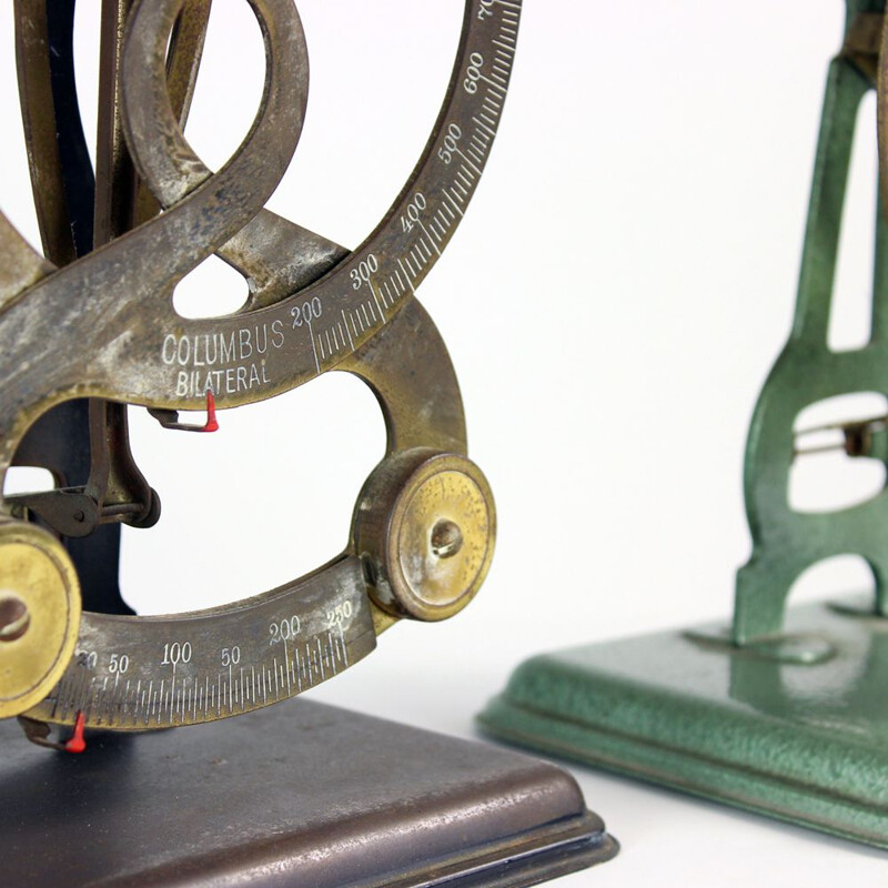 Set Of 3 Vintage Post Office Scales, Columbus Bilateral Circa 1930s