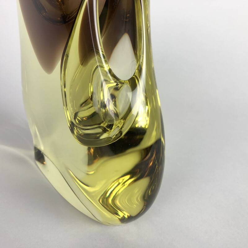 Large vintage glass vase by Josef Cvrcek for Zeleznobrodske sklo glassworks, 1960s
