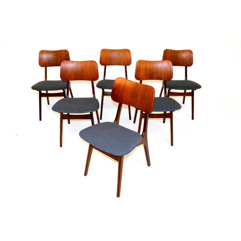 Set of 6 vintage teak chairs, Ib Kofod Larsen, Denmark 1960