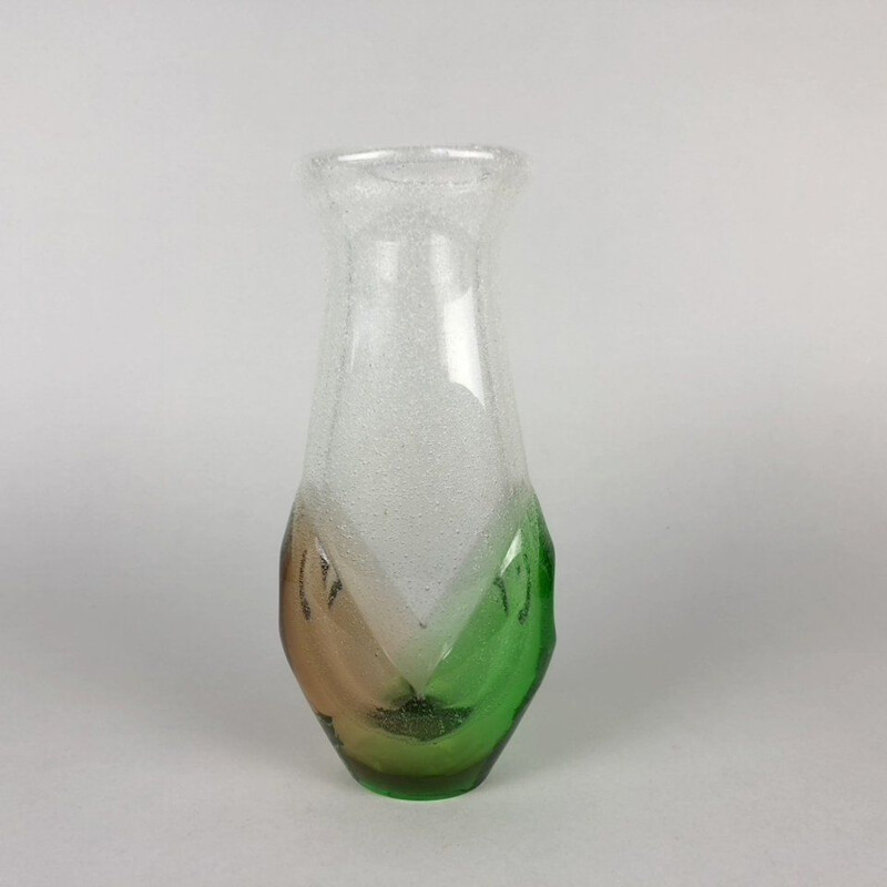 Vaso de vidro Vintage de Frantisek Spinar para a fábrica de vidro Skrdlovice 1970
