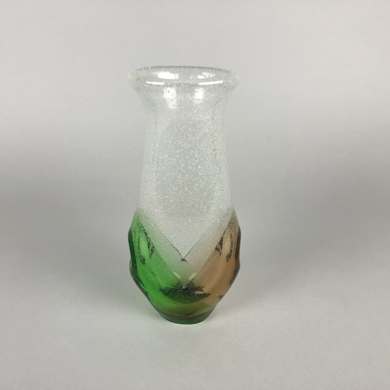 Vase vintage en verre de Frantisek Spinar pour la verrerie de Skrdlovice 1970