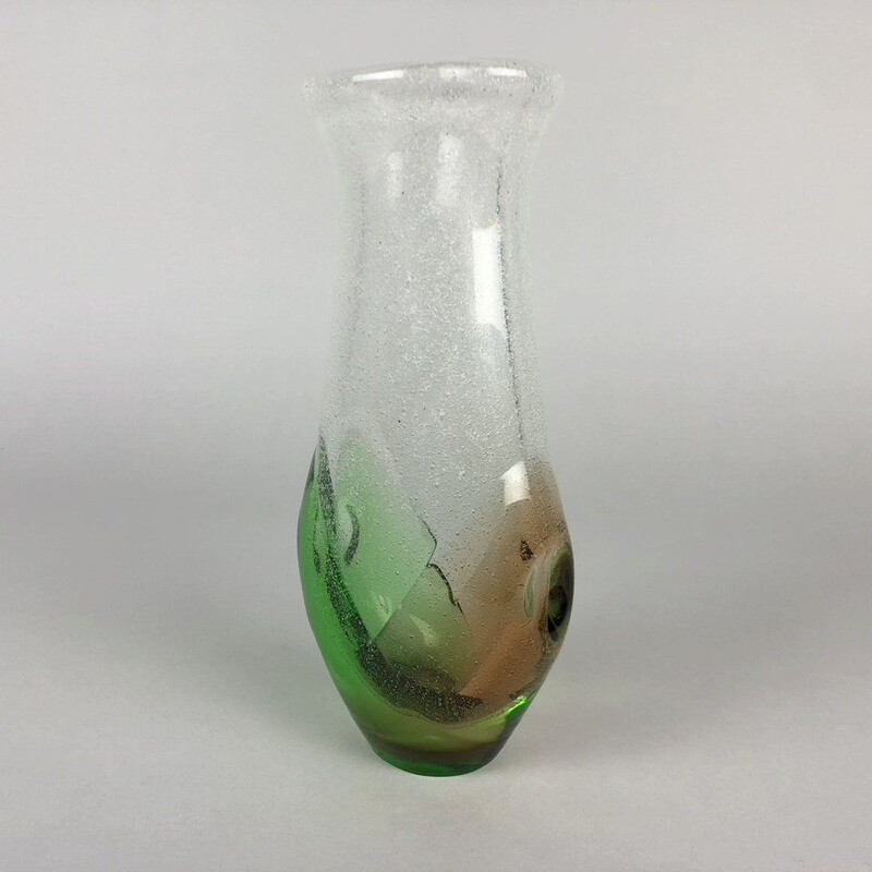 Vaso de vidro Vintage de Frantisek Spinar para a fábrica de vidro Skrdlovice 1970
