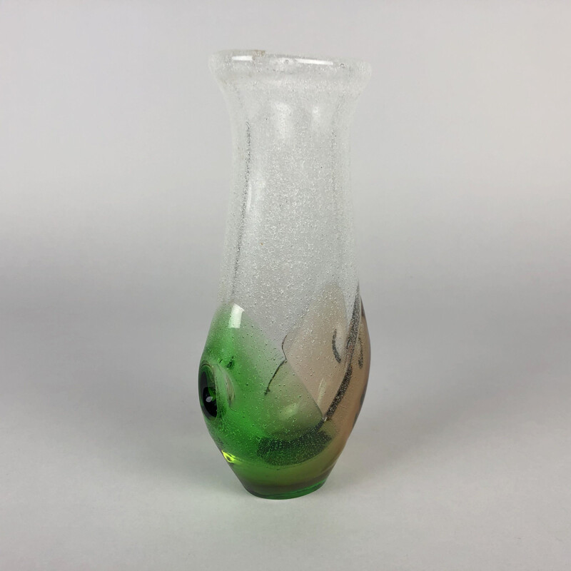 Vintage Glass vase by Frantisek Spinar for Skrdlovice glassworks, 1970s