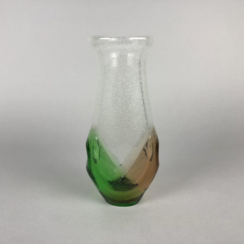 Vase vintage en verre de Frantisek Spinar pour la verrerie de Skrdlovice 1970