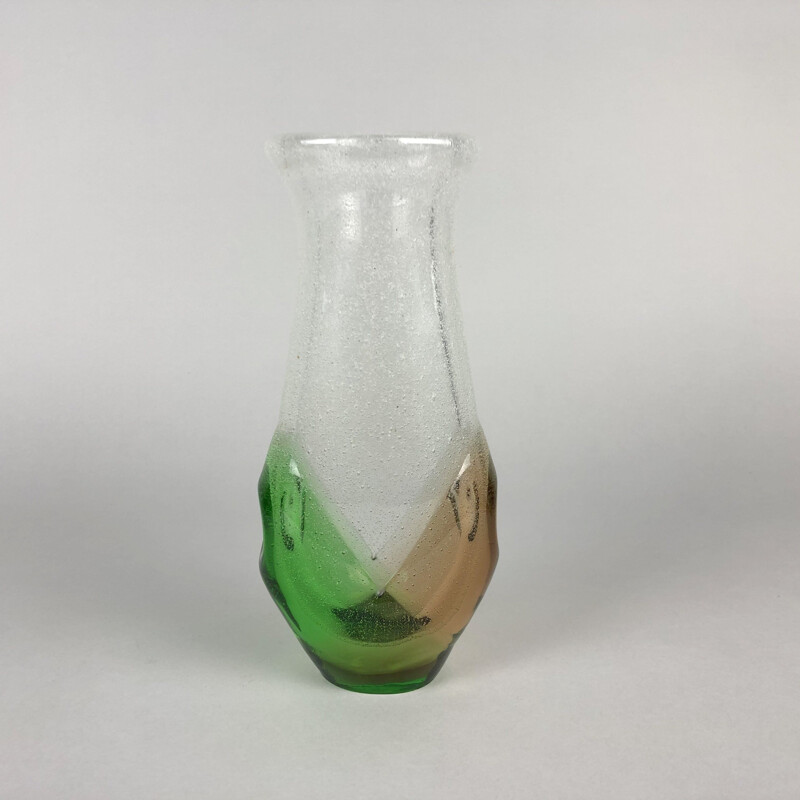 Vintage Glass vase by Frantisek Spinar for Skrdlovice glassworks, 1970s