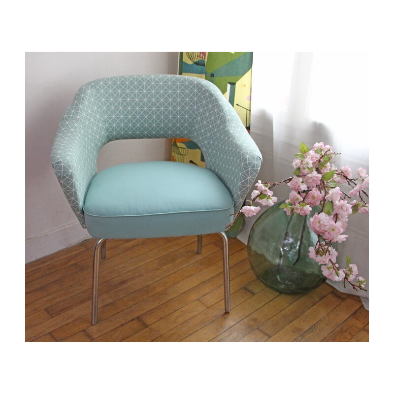 Mid-century almond green coloured graphic easy chair - 1970s