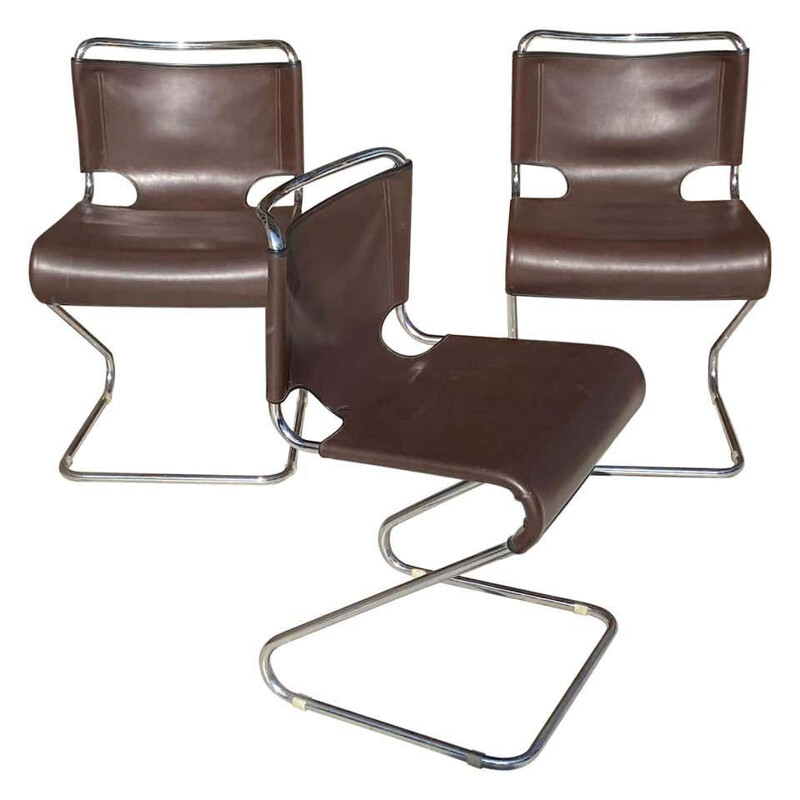 3 chaises vintage par Pascal Mourgue Steiner, Modèle Biscia, 1970