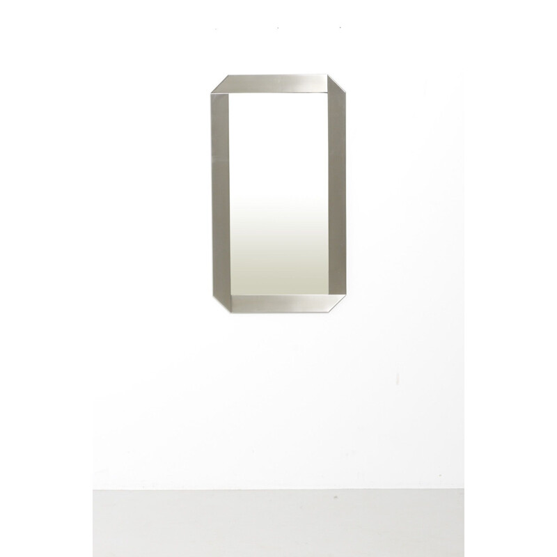 Vintage Mirror in Stainless Steel by Massimo Scolari for Valenti Luce, Italy 1970s