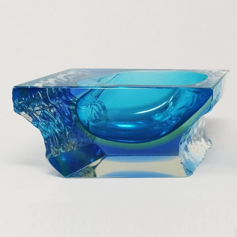 Vintage Blue Ashtray or Vide Poche By Flavio Poli for Seguso 1960s