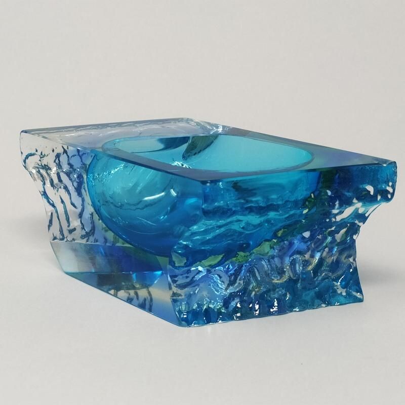 Vintage Blue Ashtray or Vide Poche By Flavio Poli for Seguso 1960s