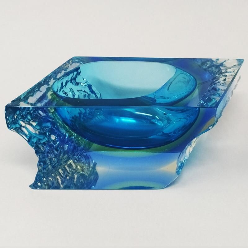 Vintage Blue Ashtray or Vide Poche By Flavio Poli for Seguso 1960s