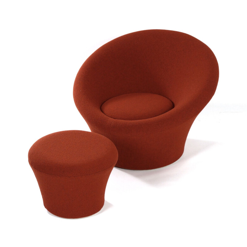 Vintage Mushroom Arm Chair with Ottoman by Pierre Paulin for Artifort, 1960s
