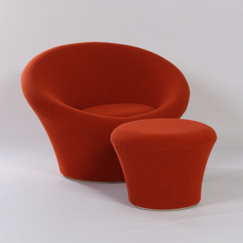 Vintage Mushroom Arm Chair with Ottoman by Pierre Paulin for Artifort, 1960s