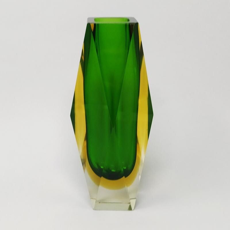 Vase vintage vert par Flavio Poli pour Seguso 1960