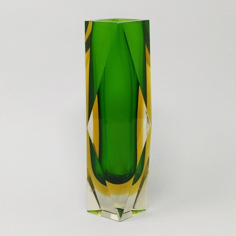 Vase vintage vert par Flavio Poli pour Seguso 1960