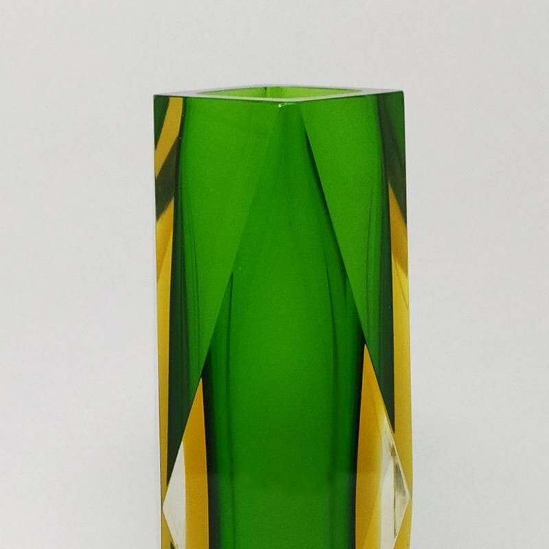 Vase vintage vert par Flavio Poli pour Seguso 1960