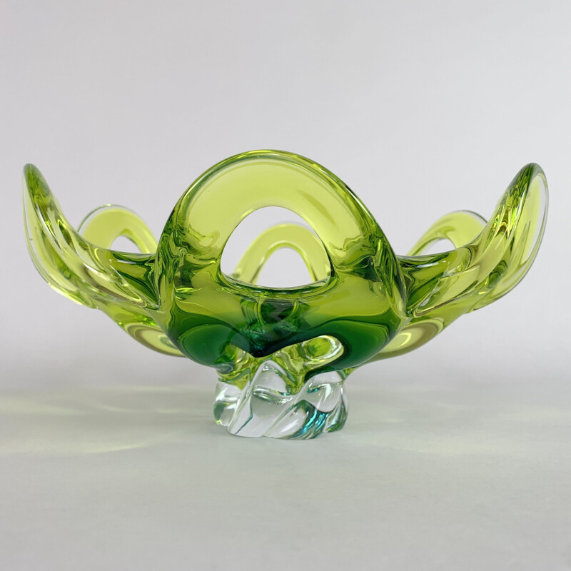 Vintage Art Glass Bowl By Josef Hospodka for Chribska Glassworks, Czech 1960s