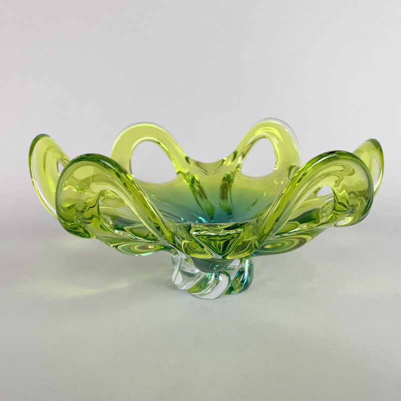 Vintage Art Glass Bowl By Josef Hospodka for Chribska Glassworks, Czech 1960s