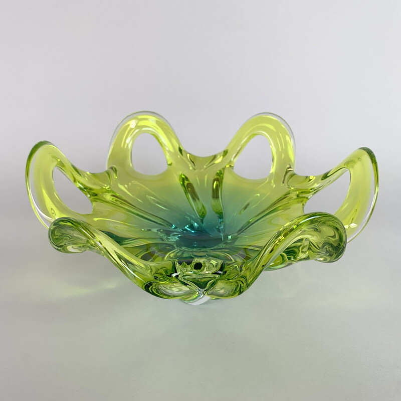 Vintage Art Glass Bowl By Josef Hospodka for Chribska Glassworks, Czech 1960s