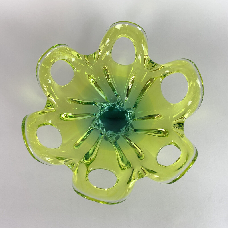 Vintage Art Glass Bowl By Josef Hospodka for Chribska Glassworks, Czech 1960s