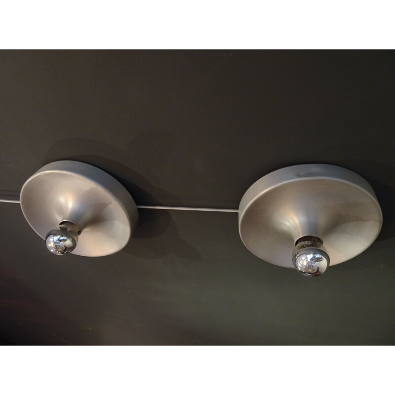 Pair of vintage brushed aluminium wall sconces 1970